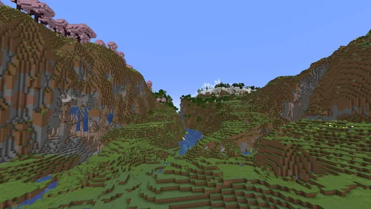 30 Best Cherry Blossom Seeds In Minecraft 2024 Canyon With Tall Cherry Grove And Meadow Cliffs