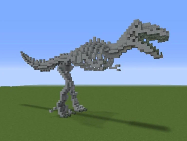20 Minecraft Statue Designs Ideas 2024 T Rex Skeleton Statue